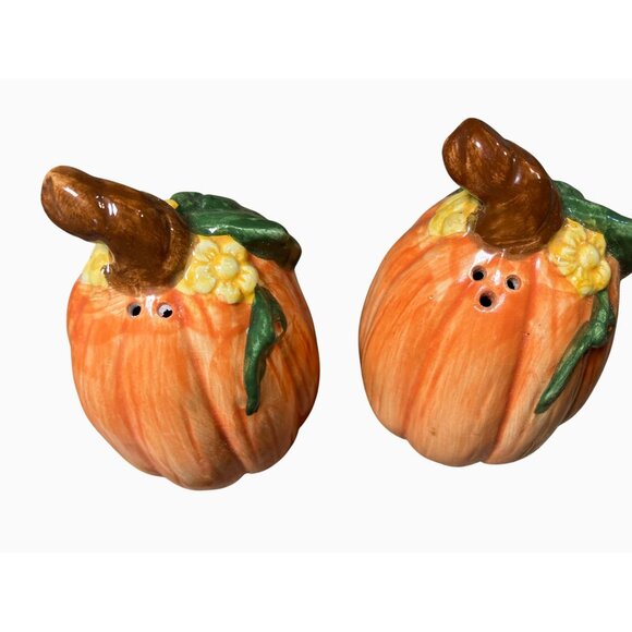 Earthenware Pumpkin Salt & Pepper Shaker Set Of 2 By Wangs International - Picture 6 of 11